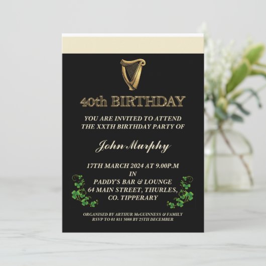 40ème anniversaire d'Irlande Invitation (Debout devant)