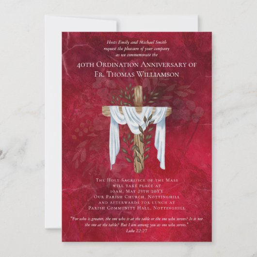 40ème anniversaire d'Ordination Invitation Ruby (Devant)