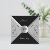 40ème Black White Anniversaire Invitation (Debout devant)