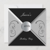 40ème Black White Anniversaire Invitation (Devant)