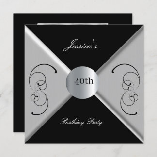 40ème Black White Anniversaire Invitation