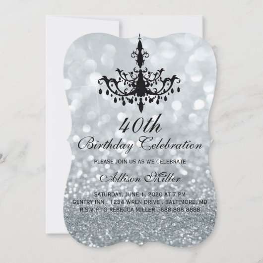 40ème Lustre en verre d'argent Invitation de fête  (Devant)