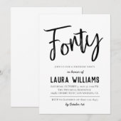 40ème Script Word Invitation d'anniversaire (Devant / Derrière)
