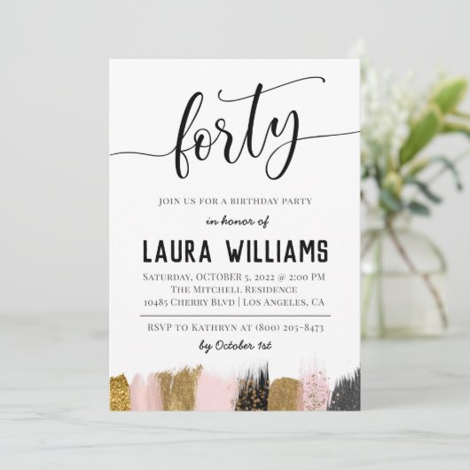 40ème Script Word Invitation d'anniversaire (Debout devant)