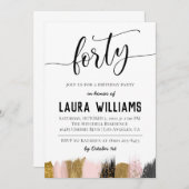 40ème Script Word Invitation d'anniversaire (Devant / Derrière)