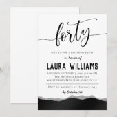 40ème Script Word Invitation d'anniversaire (Devant / Derrière)