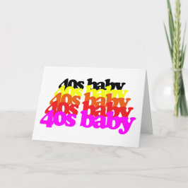 40s Baby Retro Colorful Typography 40th Birthday Kaart