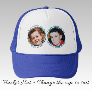 40ste 'elke leeftijd' mijlpaal 2 foto's blauw wit trucker pet