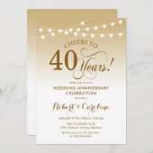 40ste huwelijksjubileum - Goud Wit Kaart (Voorkant / Achterkant)