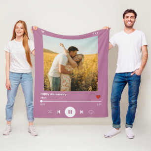 40ste huwelijksjubileum Lavendel Foto Lied Album Fleece Deken