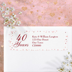 40ste huwelijksjubileum Robijnen Confetti Etiket