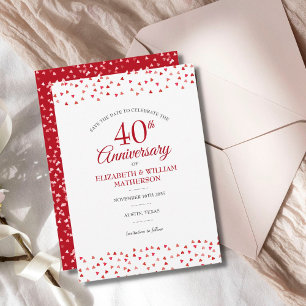 40ste huwelijksjubileum Robijnen liefdesharten Save The Date