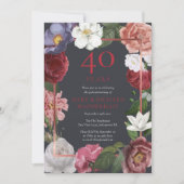 40ste huwelijksverjaardag bloemrijke roos chic rob kaart (Voorkant)