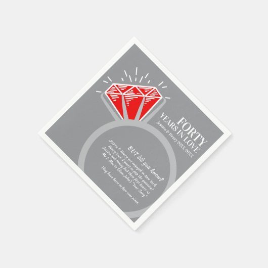 40ste huwelijksverjaardag feest Ruby Ring Leuke fe Servet (Hoek)