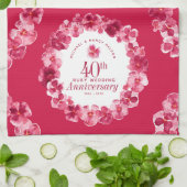 40ste huwelijksverjaardag Ruby Red Pansy Theedoek (Gevouwen)