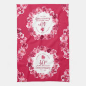 40ste huwelijksverjaardag Ruby Red Pansy Theedoek (Verticaal)