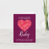 40ste Jubileum van het huwelijk Ruby Love zo sterk Kaart (Voorkant)