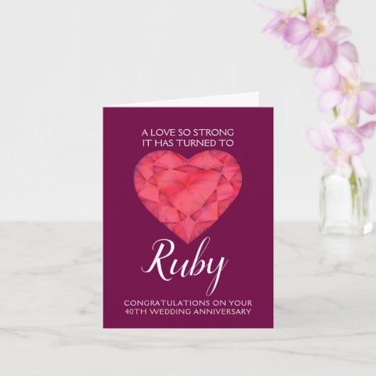 40ste Jubileum van het huwelijk Ruby Love zo sterk Kaart (Orchidee)