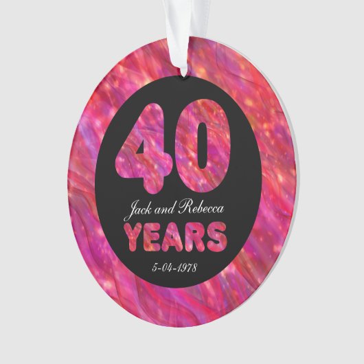 40ste Jubileum voor bruiloft Rood-partijlicht Ornament (voorkant)