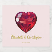 40ste Jubileum voor bruiloft Ruby Red Pink Gold Sparkling Wijnetiket (Enkel label)