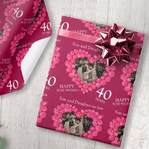 40ste Robijnen Huwelijksjubileum rode harten foto Cadeaupapier