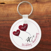 40ste Ruby bruiloft herdenking rode hartballonnen Sleutelhanger (Voorkant)