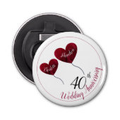 40ste Ruby bruiloft man en vrouw Button Flesopener (Voorkant)