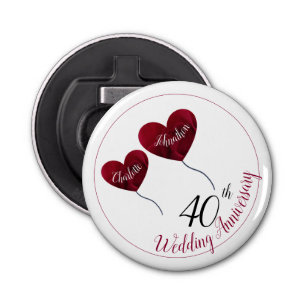 40ste Ruby bruiloft man en vrouw Button Flesopener