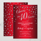 40ste trouwjubileum - Rood & Zilver Kaart (Voorkant / Achterkant)