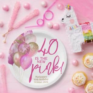 40ste verjaardag 40 is het nieuwe roze feest papieren bordje