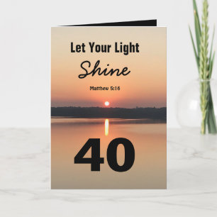 40ste verjaardag Laat Uw Licht Schriftuurlijke Tek Kaart