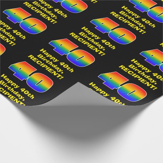 40ste verjaardag: Leuke, kleurrijke regenboog geïn Cadeaupapier (Hoek)