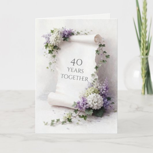40ste verjaardag Rol met bloemrand Kaart (Voorkant)