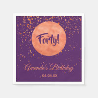 40ste verjaardag roos gouden confetti op paars