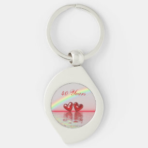 40ste verjaardag Ruby Hearts Sleutelhanger