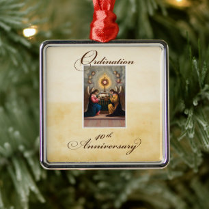 40ste verjaardag van priesterwijding engelen bij h metalen ornament