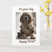 **40ste VERJAARDAG WENSEN VAN COCKER SPANIEL** Kaart (Gele Bloem)