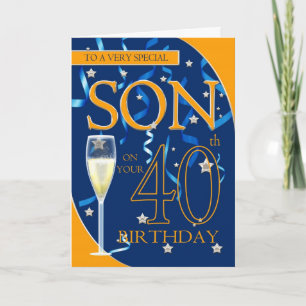 40ste verjaardag zoon - Champagne Glass Kaart