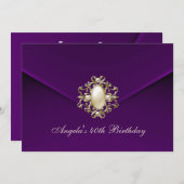 40ste verjaardagsfeest Royal donkerpruim fluweel p Kaart (Voorkant / Achterkant)