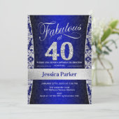 40ste verjaardagsfeestje - Silver Royal Blue Kaart (Staand voorkant)