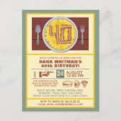 40ste verparty voor mannen leuke bacon thema uitnodiging briefkaart (Voorkant)