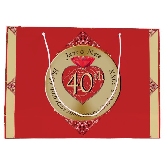 40th/15th Ruby Red Groot Cadeauzakje (Achterkant)