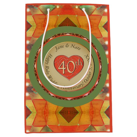 40th/Any Wedding Jubileum inpakpapier Medium Cadeauzakje (Voorkant)