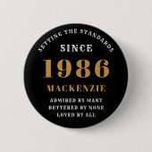 40th Birthday 1986 Elegant Chic Black Gold Ronde Button 5,7 Cm (Voorkant)