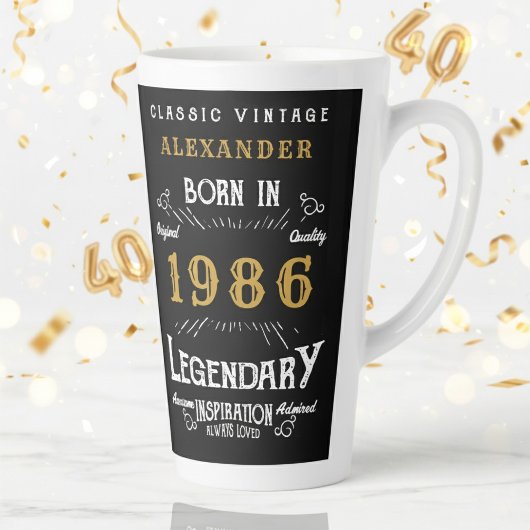 40th Birthday 1986 Legendary Retro Latte Mok