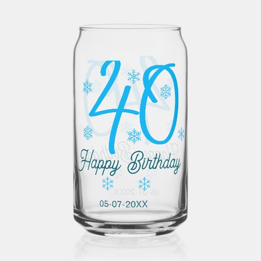 40th birthday add name date year blue template (Recto)
