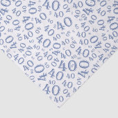 40th Birthday Blue and White Number Pattern Tissuepapier