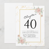 40th Birthday Blush Floral Kaart (Voorkant / Achterkant)