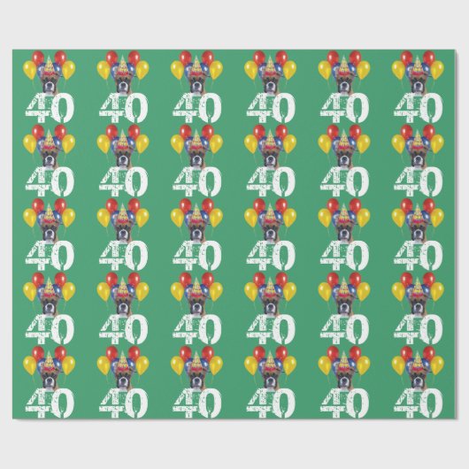 40th Birthday Boxer hond groen cadeau pakpapier (Vlak)
