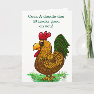 40th Birthday card with rooster Bedankkaart